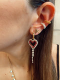 Granate heart crystal - Mini hoops - gold 24k