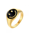 The Smile face ring - gold and silver - colors inside