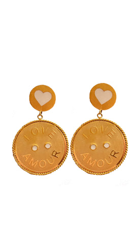 LOVE • AMOUR - big earrigns - gold 24kt
