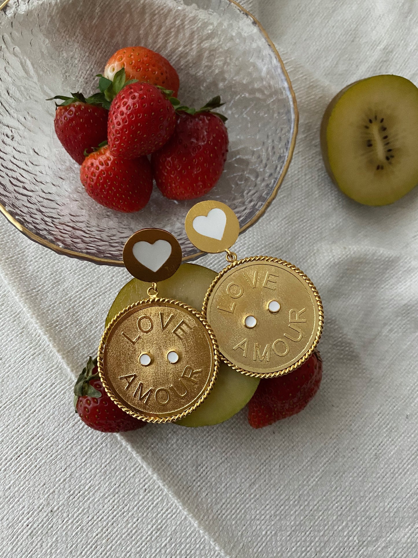 LOVE • AMOUR - big earrigns - gold 24kt