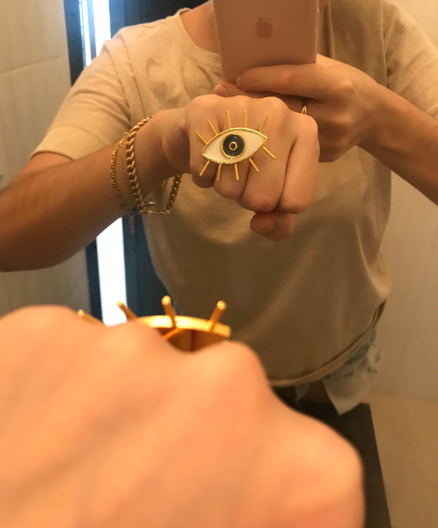 EYE LASHES RING - Ojo pestañas - GOLD 24k