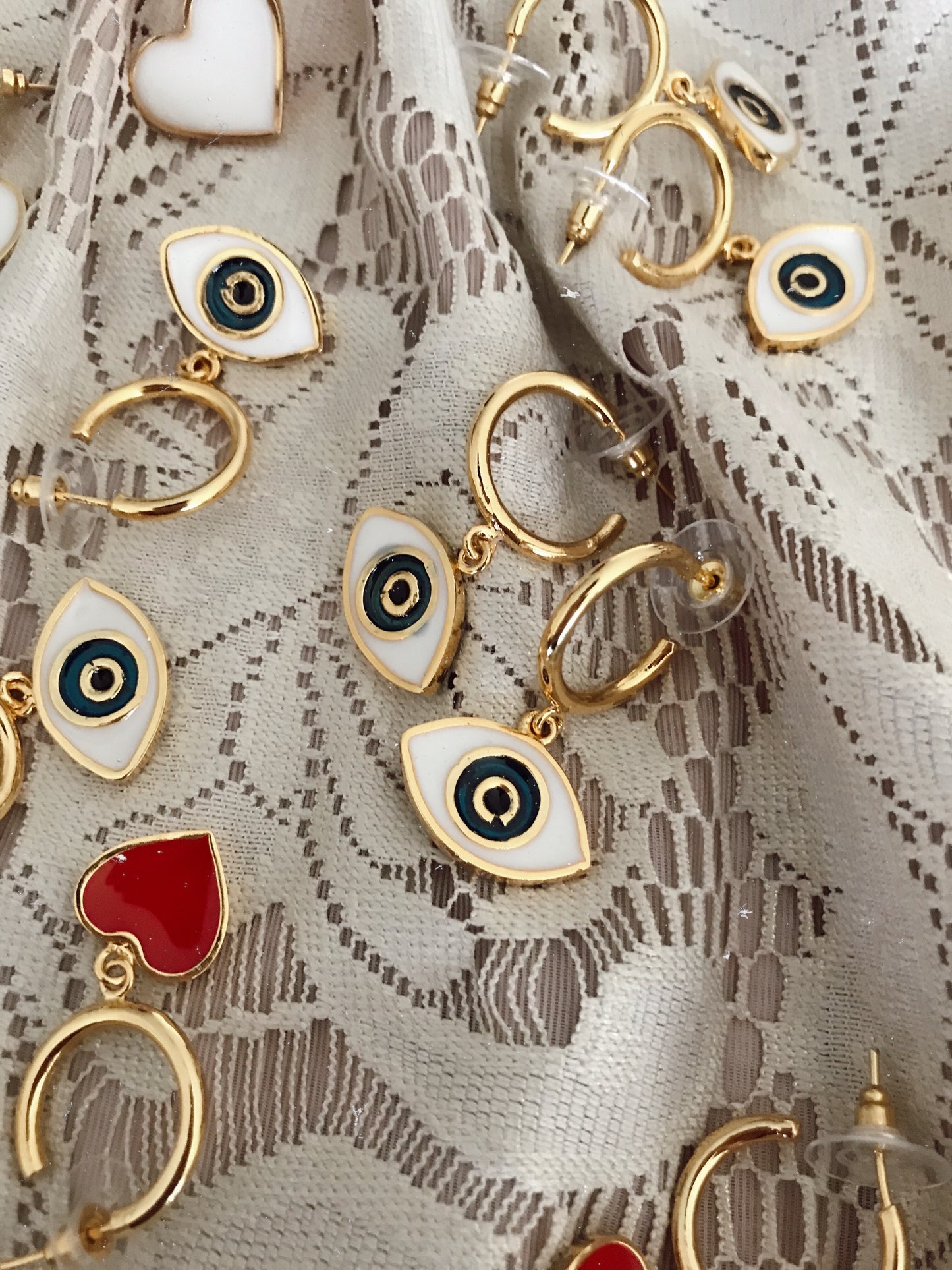 Mini Eye see you hoop - Gold 24 Plated -