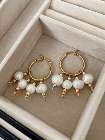 Big pearls - mediums - gold 24 - hoops