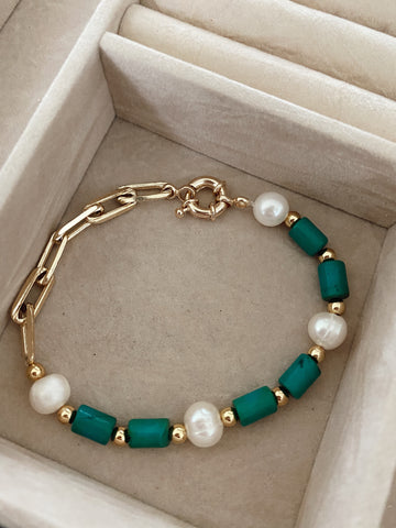 Pearls and turquoise - gold 24k - bracelet