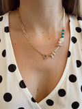 “Antonella” necklace - pearls - turquoise - and chains