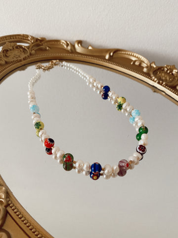 Big pearls and Millefiori - Necklace