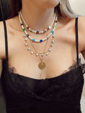 Multi plain Pearls and Millefiori necklace