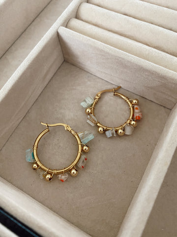 Cuarzos de Millefiori - Medium - gold 24k hoops