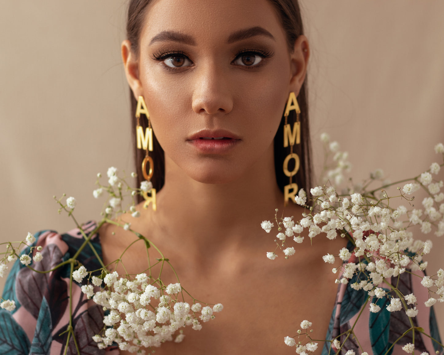 • A M O R • - GRAN AMOR - pendientes colgantes - Gold 24KT