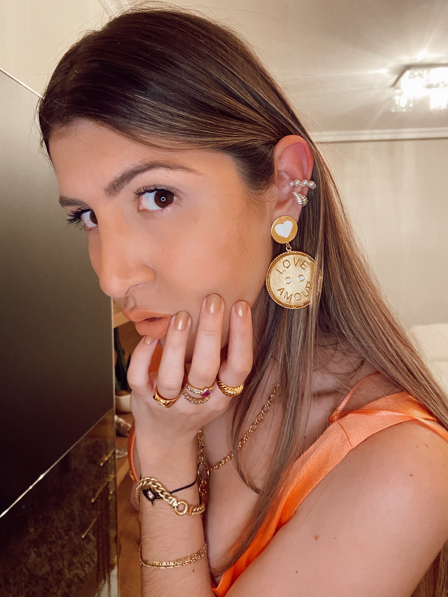 LOVE • AMOUR - big earrigns - gold 24kt