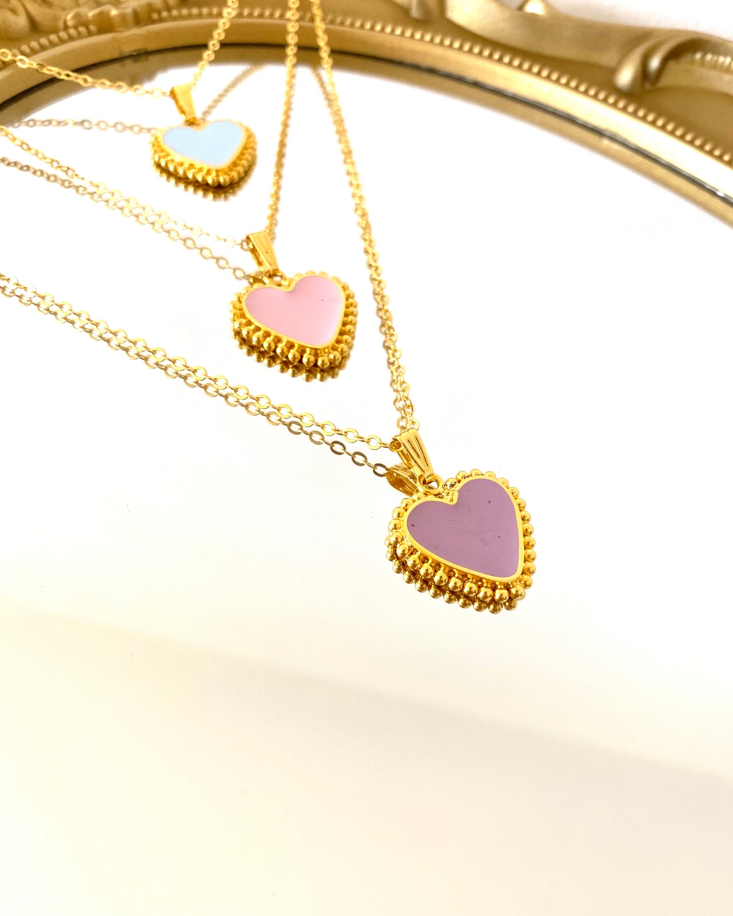 The Pastel love hearts necklaces - gold 24KT or silver 925 - Multibalines
