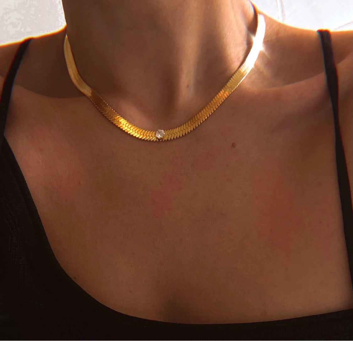 Snake herringbone necklace