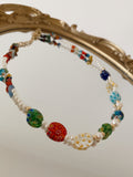 Millefiori ovals and pearls - necklace