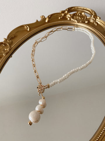 “Adele” necklace - mid pearls - mid links gold24k