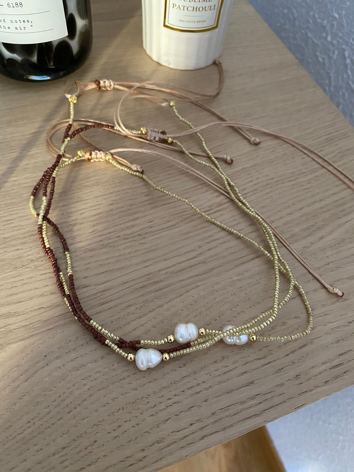Central pearl Choker - adjustable real pearl choker
