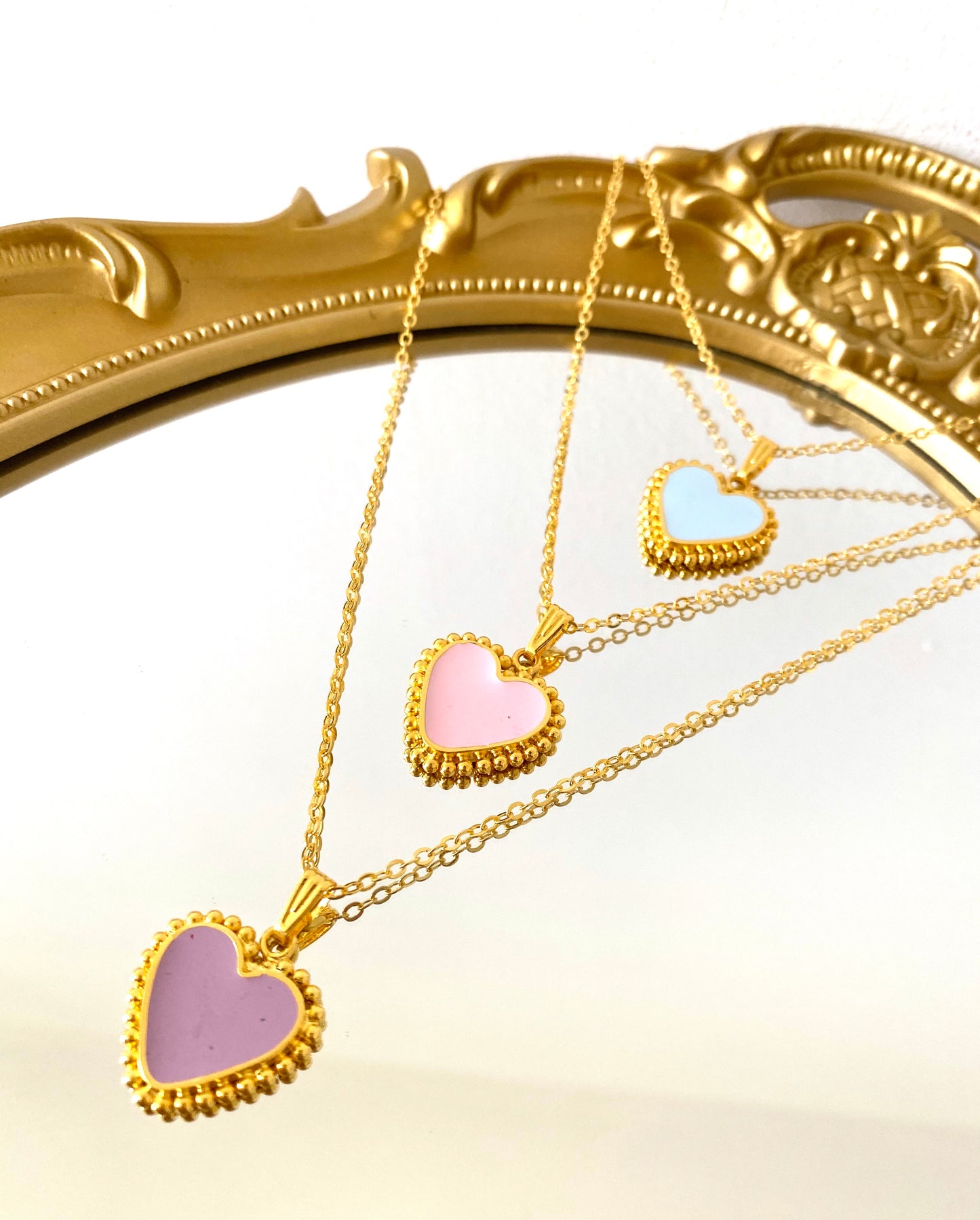 The Pastel love hearts necklaces - gold 24KT or silver 925 - Multibalines