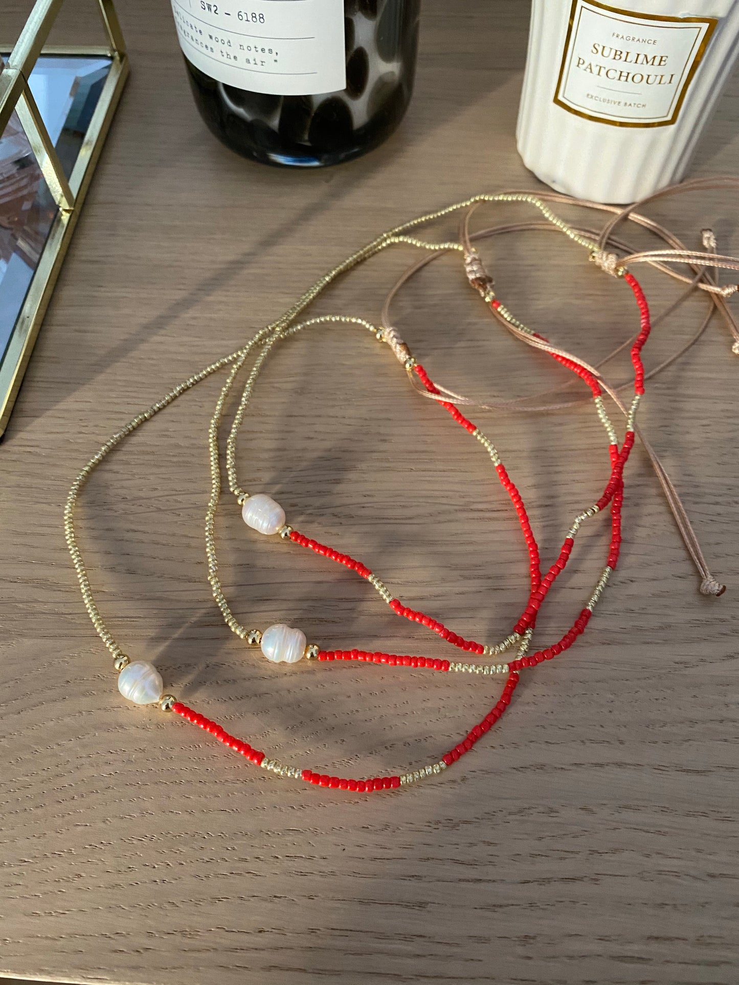 Central pearl Choker - adjustable real pearl choker