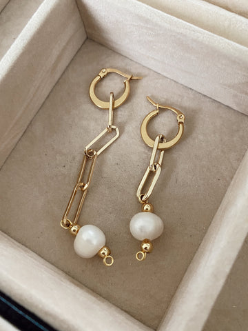 The “irregular links pearls “ - earrigns - gold 24k