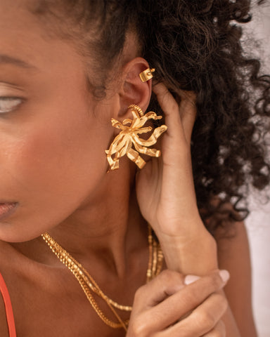 The tropical Blossom - Earrigns - gold 24k